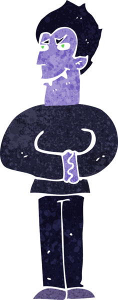 Bir insan tarafından çizilmiş bir vampir çizgi filmi.