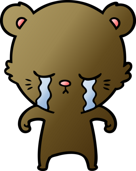 Bir insan tarafından çizilmiş ağlayan çizgi film ayısı.