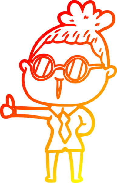 Bir insan tarafından çizilmiş gözlüklü bir karikatür kadın çizimi.