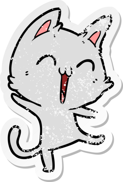 Bir insan tarafından miyavlanan mutlu çizgi film kedisinin sıkıntılı çıkartması.