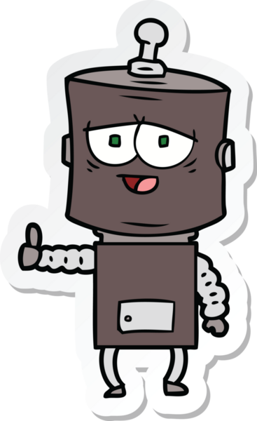 Bir insan tarafından çizilmiş robot karikatür çıkartması.