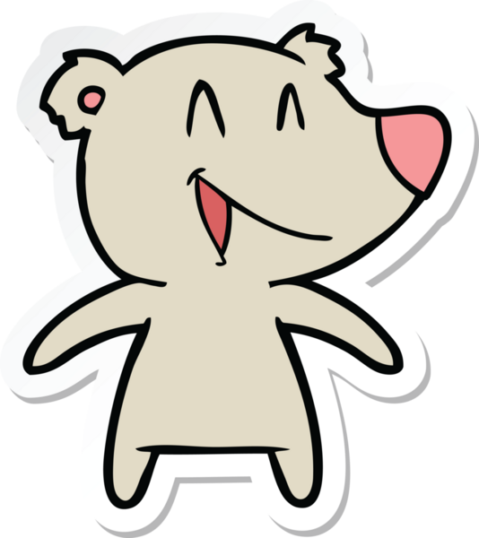 Bir insan tarafından çizilmiş, gülen ayı çizgi filminin çıkartması.