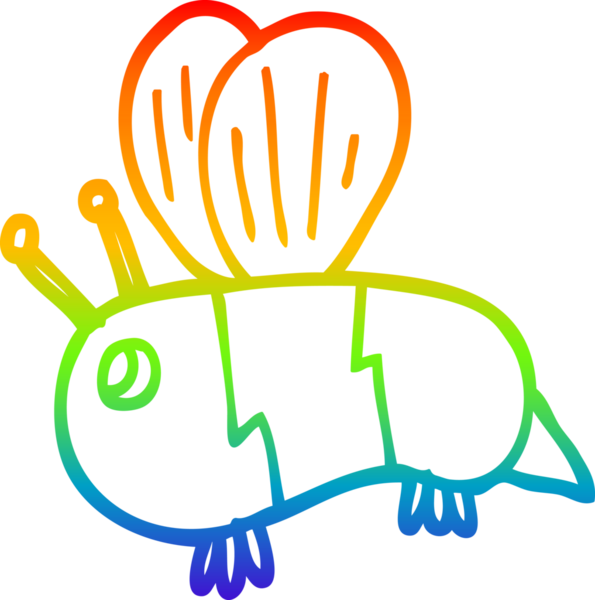 Gökkuşağı gradyan çizgi çizimi bir insan tarafından çizilmiş şişman arı