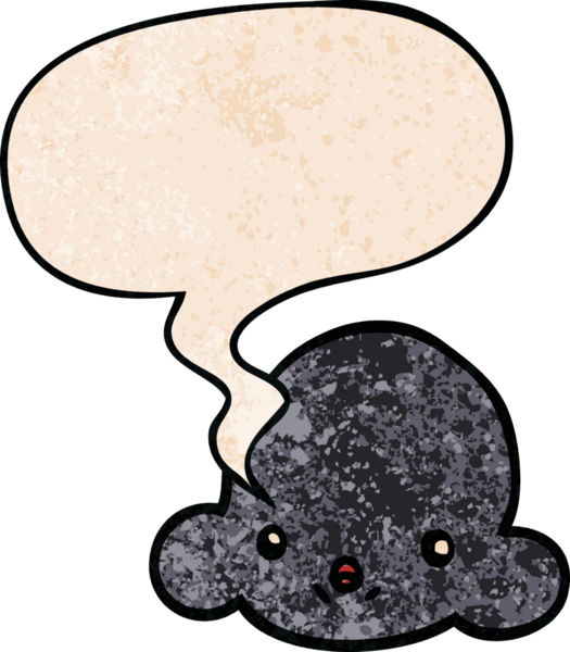 Konuşma baloncuğu olan karikatür bulutu insan tarafından çizilmiş retro doku.