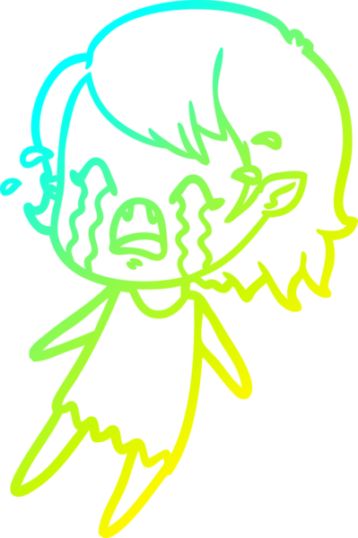 Bir insan tarafından çizilmiş ağlayan vampir kız çizgi filmi.