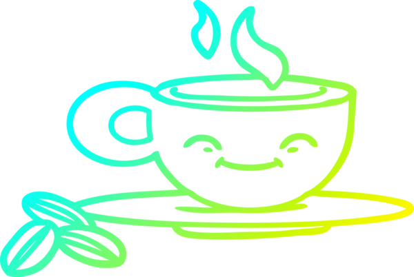 Bir insan tarafından çizilmiş soğuk gradyan bir espresso fincanı.