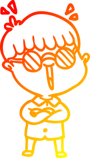 Bir insan tarafından çizilmiş gözlük takan çizgi film çocuğu çizimi.