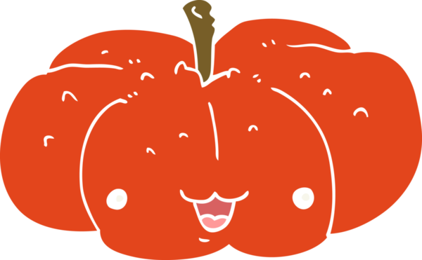 Bir insan tarafından çizilmiş düz renkli balkabağı.