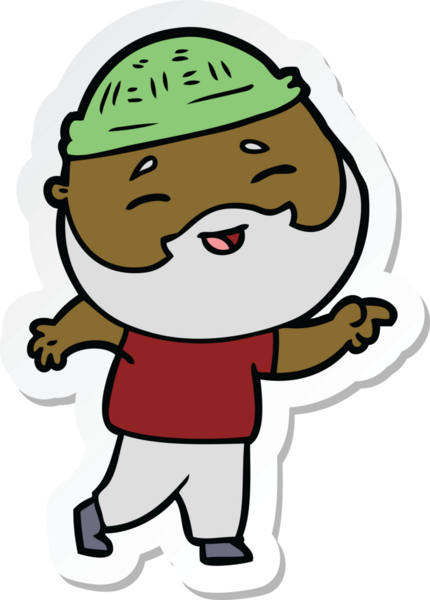 Bir insan tarafından çizilmiş mutlu sakallı bir adamın çıkartması.