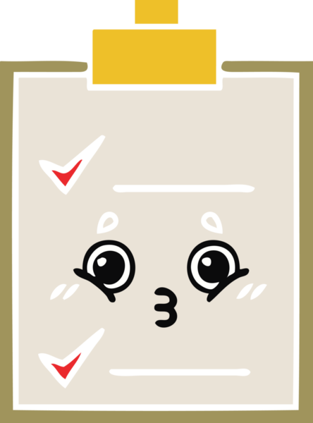 Bir insan tarafından çizilmiş bir kontrol listesinin düz renk retro karikatürü