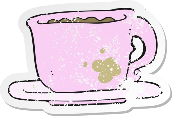 Bir insan tarafından çizilmiş bir kahve fincanının gerilimli yapıştırması.