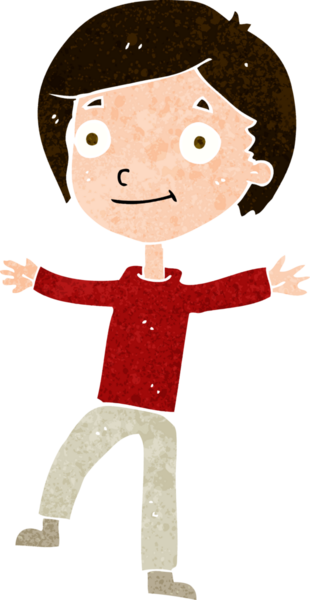 Bir insan tarafından çizilmiş heyecanlı bir çocuk.