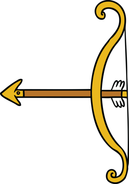 Bir insan tarafından çizilmiş ok ve yay karalaması.