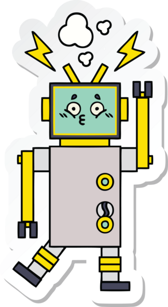 Bir insan tarafından çizilmiş şirin çizgi film robotunun çıkartması.
