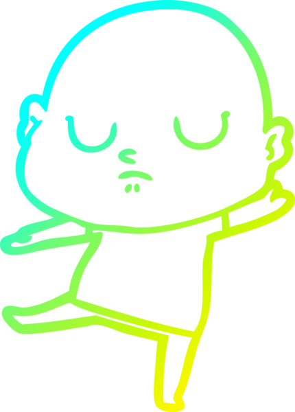 Bir insan tarafından çizilmiş kel bir adamın soğuk çizgi çizimi.