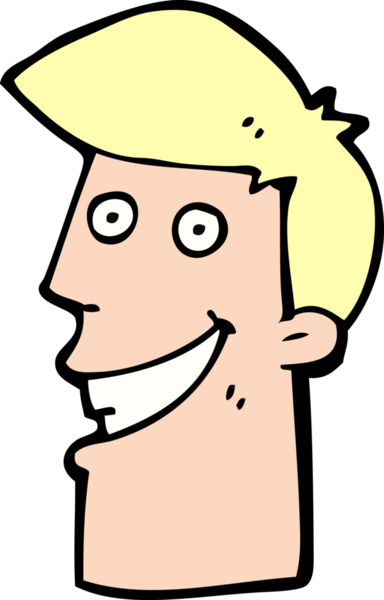 Bir insan tarafından çizilmiş sırıtan bir çizgi film adamı.