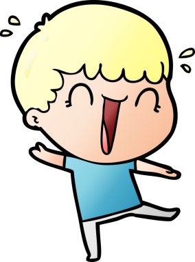 Bir insan tarafından çizilmiş gülen karikatür adam.