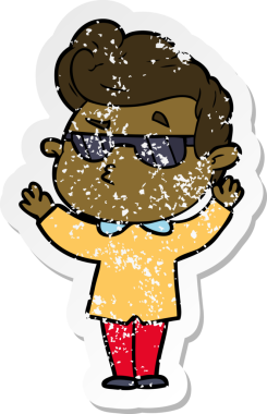 Bir insan tarafından çizilmiş havalı bir adamın sıkıntılı çıkartması.