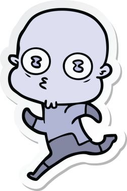 Bir insan tarafından çizilmiş garip kel bir uzay adamının çıkartması.