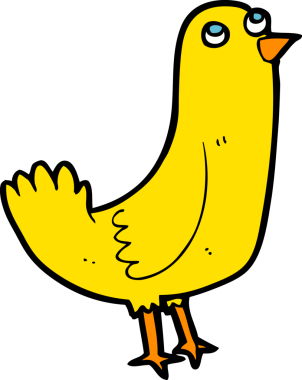 Bir insan tarafından çizilmiş çizgi film kuşu.