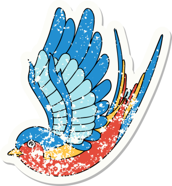 Bir insan tarafından çizilmiş geleneksel bir kırlangıç dövmesi.