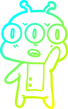 Bir insan tarafından çizilen üç gözlü uzaylı çizgi filminin soğuk gradyan çizimi