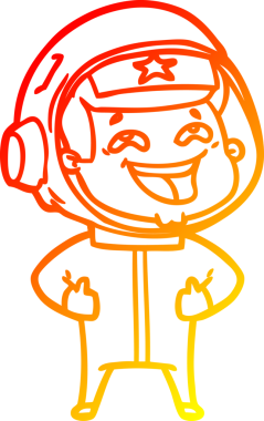 Bir insan tarafından çizilmiş gülen astronotun sıcak çizgi çizimi