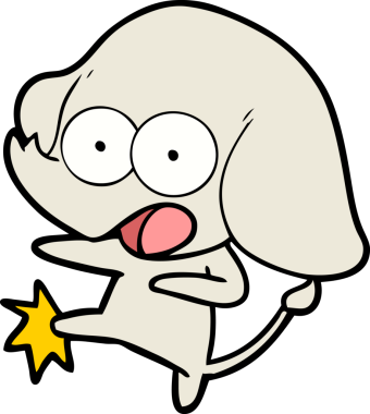 Bir insan tarafından çizilmiş şirin bir fil.