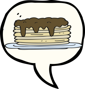 Bir insan tarafından çizilmiş serbest konuşma balonu karikatürü krep yığını