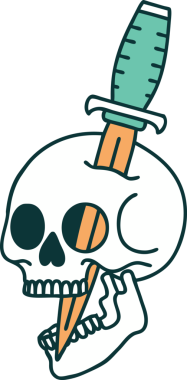 Bir insan tarafından çizilmiş bir kafatasının ikonik dövme şekli