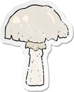 Bir insan tarafından çizilmiş karikatür mantarının gerilmiş yapıştırması.