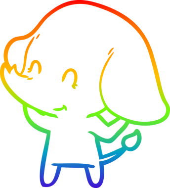 Gökkuşağı gradyan çizgisi bir insan tarafından çizilmiş şirin bir fil çizimi