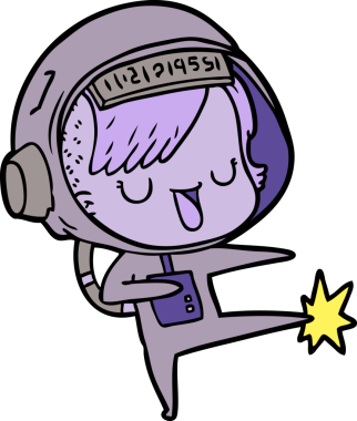 Bir insan tarafından çizilmiş astronot kadın.