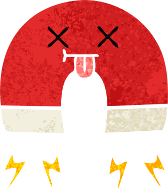 Bir insan tarafından çizilmiş mıknatısın retro illüstrasyon tarzı karikatürü