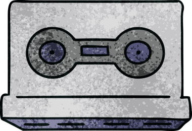 İnsan eliyle çizilmiş retro kaset karalaması.