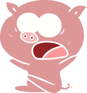 Bir insan tarafından çizilmiş düz renk çizgi film domuzu.