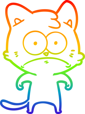 Gökkuşağı gradyan çizgi çizimi Bir insan tarafından çizilmiş gergin kedi