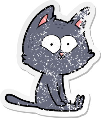 Bir insan tarafından çizilmiş bir çizgi film kedisinin sıkıntılı çıkartması.