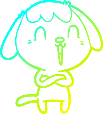 Bir insan tarafından çizilmiş şirin bir çizgi köpeğin soğuk gradyan çizgisi.