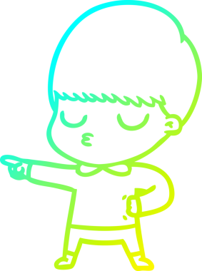 Bir çizgi film karakteri çizen soğuk gradyan bir çocuk bir insan tarafından çizilmiş.