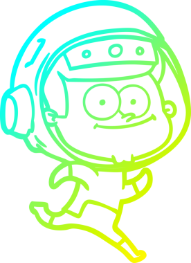 Bir insan tarafından çizilmiş mutlu bir astronot çizgi filmi.