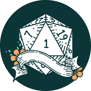 Bir insan tarafından çizilen bir d20 zar atma ikonu