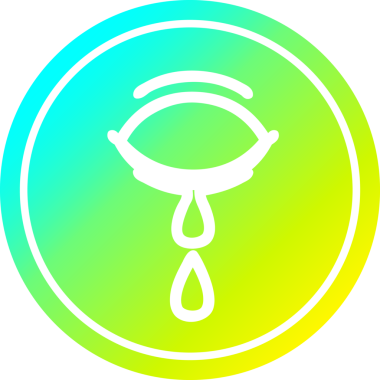 Ağlayan göz yuvarlak simgesi ve bir insan tarafından çizilen havalı gradyan bitiş.