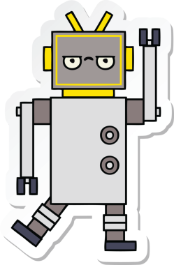 Bir insan tarafından çizilmiş, sinir bozucu, şirin bir çizgi film çıkartması.