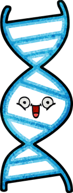 Bir insan tarafından çizilmiş DNA ipliğinin retro grunge desen karikatürü