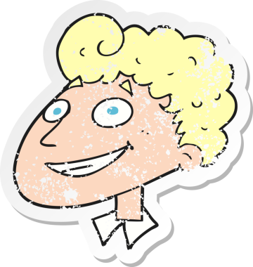 Bir insan tarafından çizilmiş mutlu bir adamın karikatür yapıştırması.