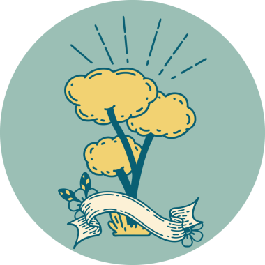 Bir insan tarafından çizilmiş dövme tarzı bir ağacın simgesi