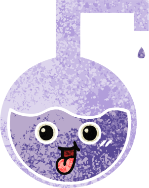 Bir insan tarafından çizilmiş bilimsel bir deneyin retro çizim tarzı karikatürü