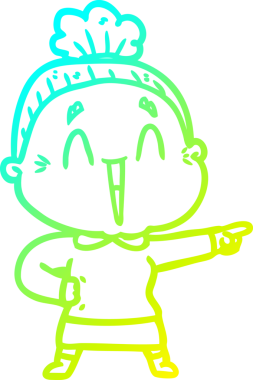 Bir insan tarafından çizilmiş, mutlu, yaşlı bir kadının çizdiği soğuk çizgi.