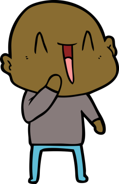 Bir insan tarafından çizilmiş mutlu, kel adam.